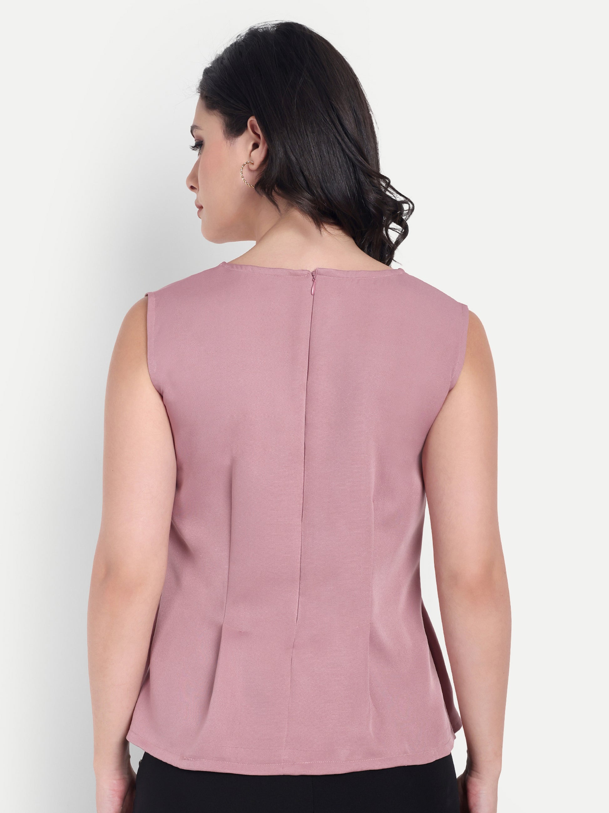  Peach peplum sleeveless top - esseneur.