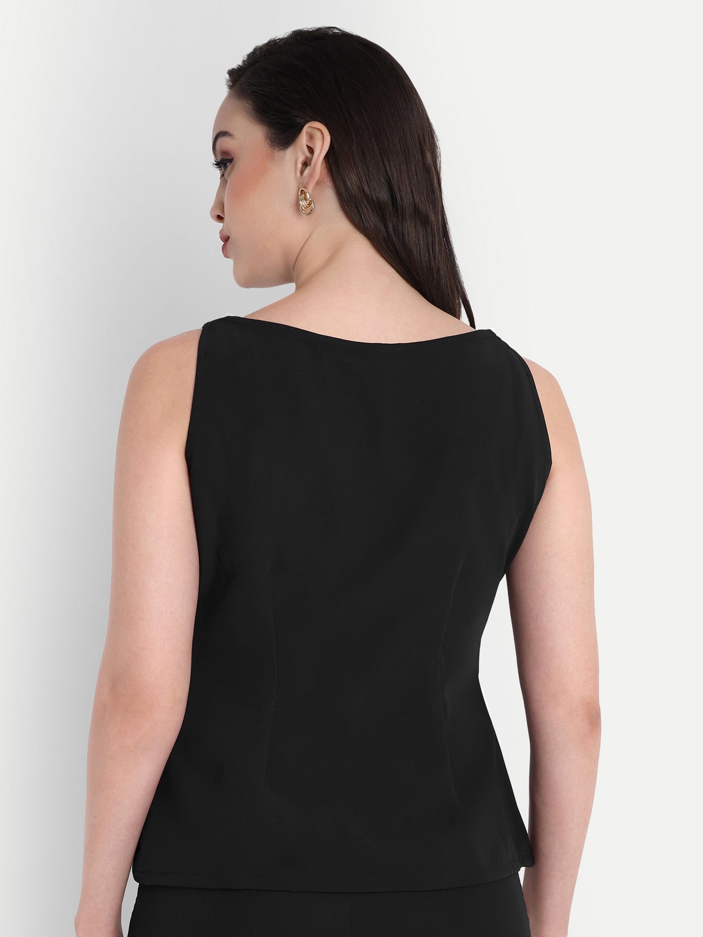 Black statement top with grey satin  bow - esseneur.