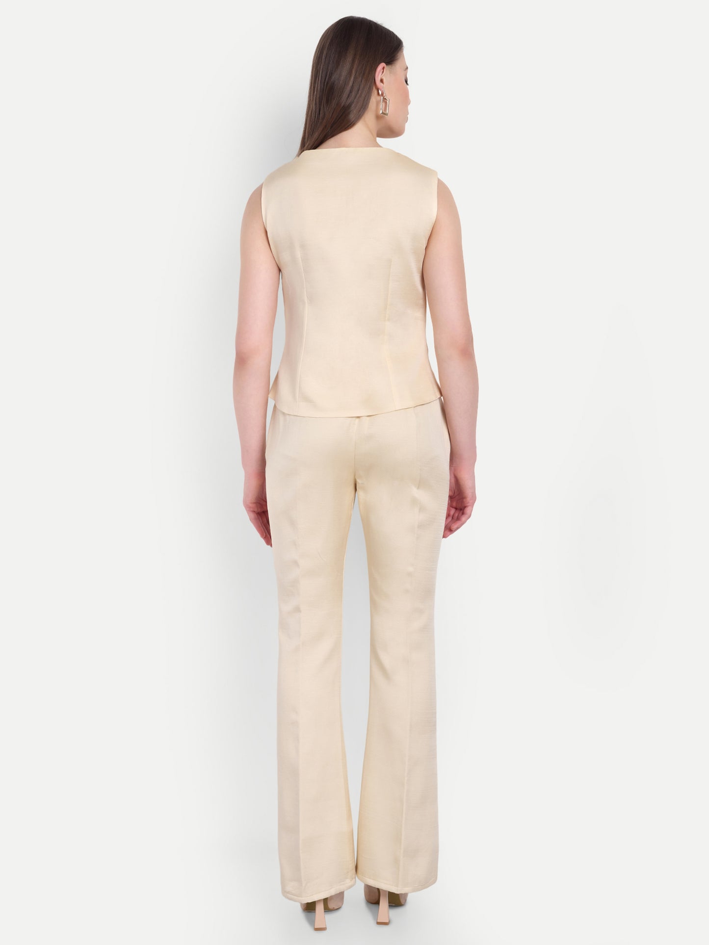 Cream Linen Co ord set with gold Applique - esseneur.