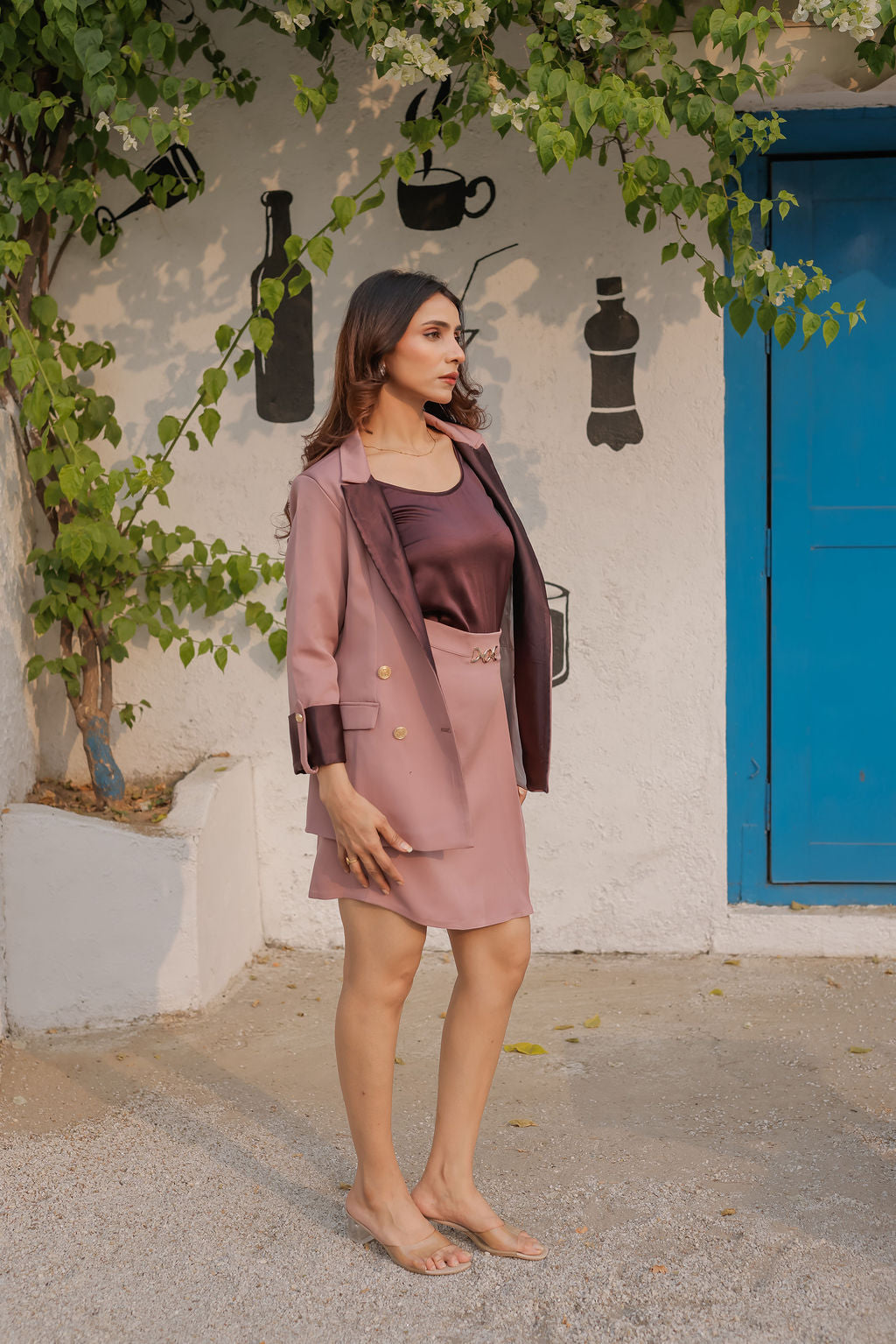 Peach crepe Short skirt ESWSK0004-PEAGB