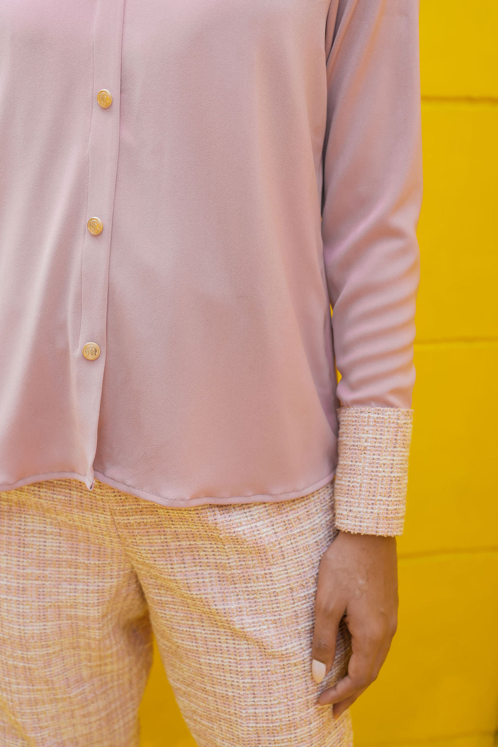 Peach tweed shirt with white or black fabric ESWSH0023-PEAGB