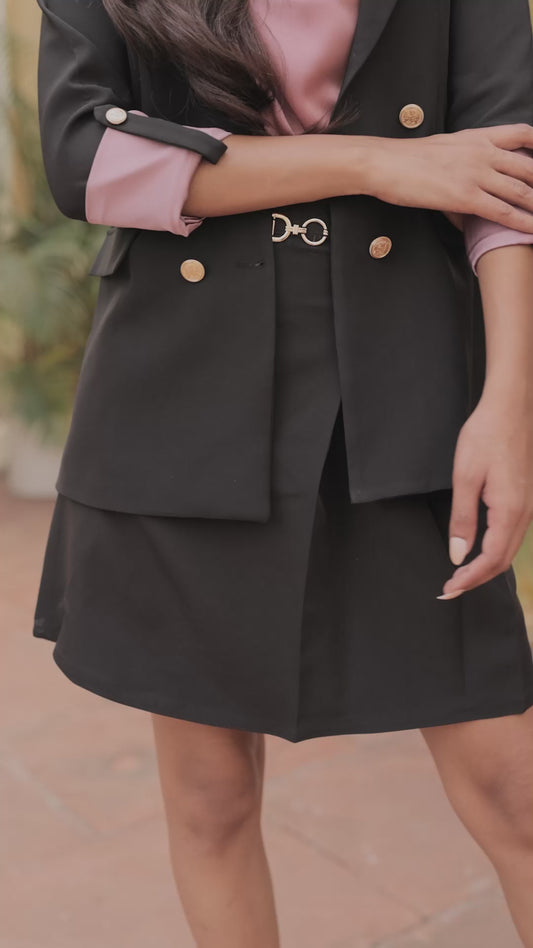 Black crepe short skirt ESWSK0003-BLKGB